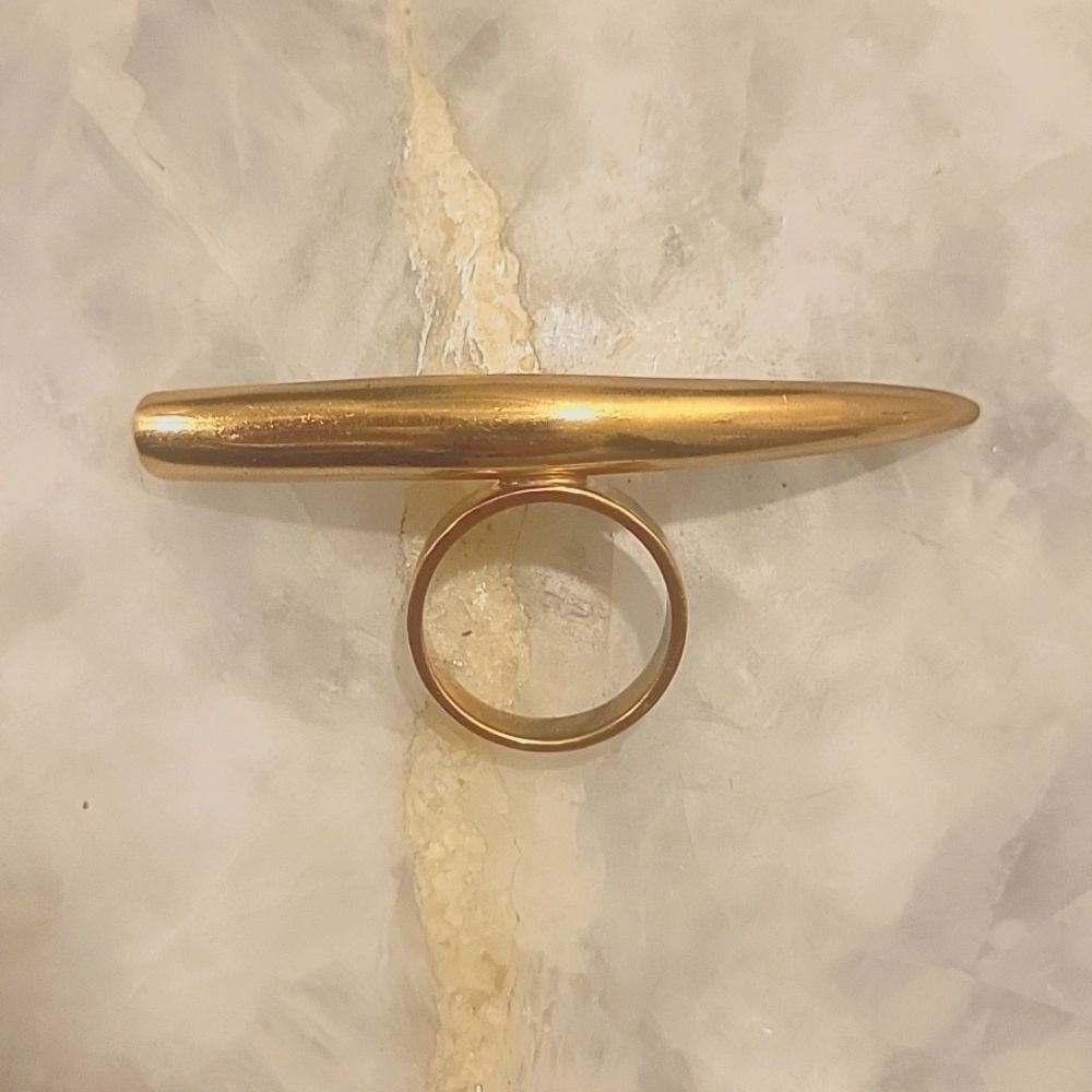 NEW 18K Kelly Wearstler Sz 7 Gold Horn Ring Spike Statement Claw Nail Bar Arrow - Picture 5 of 5